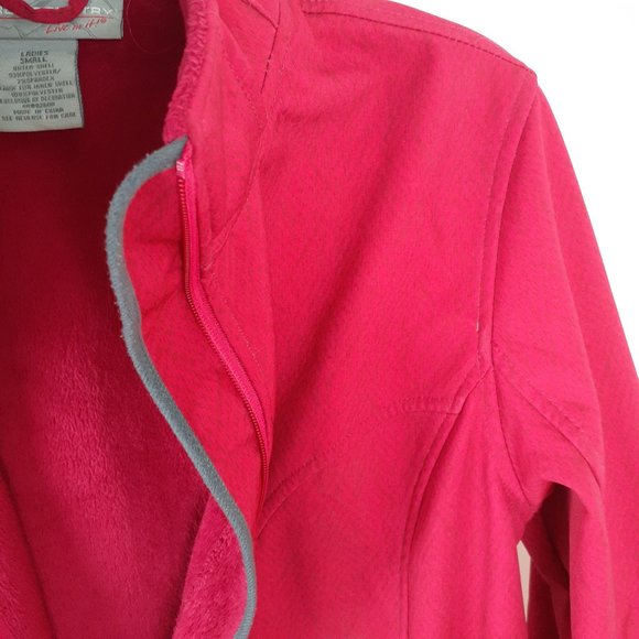 Faux Fur Lined Light Jacket, Size Small. Pink Red cozy plush outdoor - Picture 15 of 15